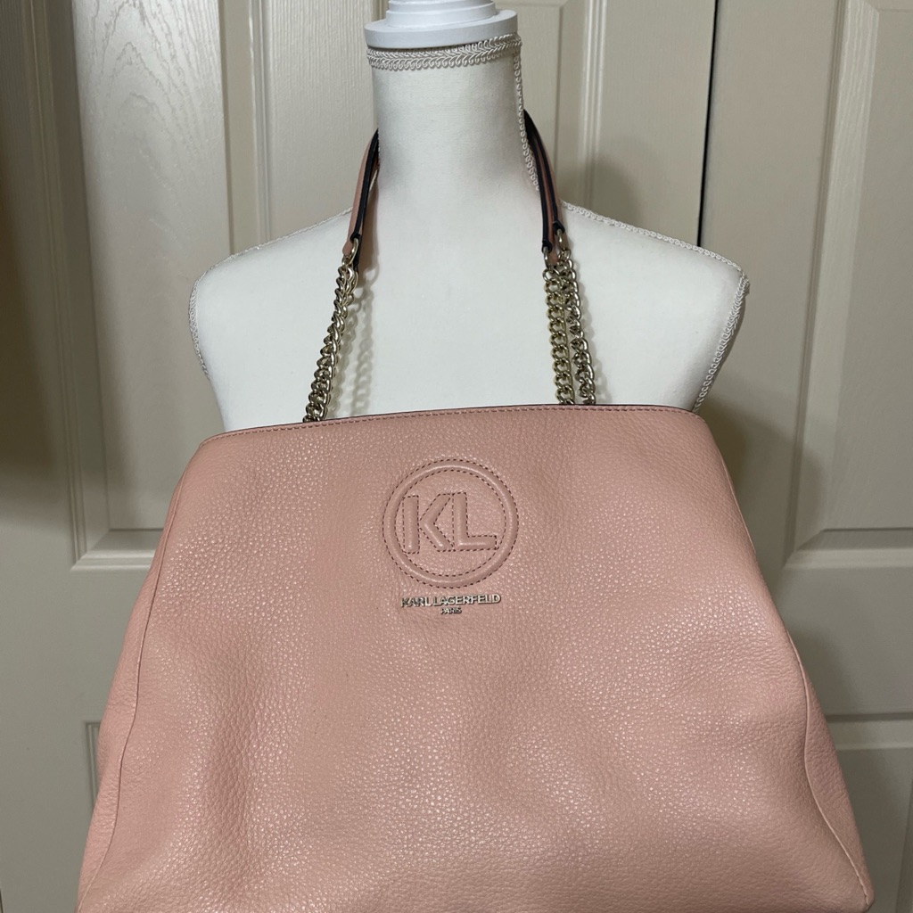 Karl Lagerfeld Blush Pink Shoulder Bag With Chain Strap